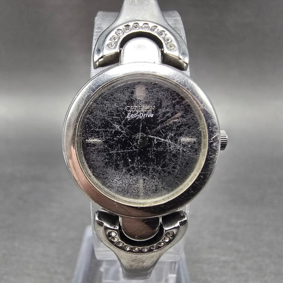 Citizen Eco-Drive Watch Women 23mm Black Dial Silver Tone B023-K006309 Works0
