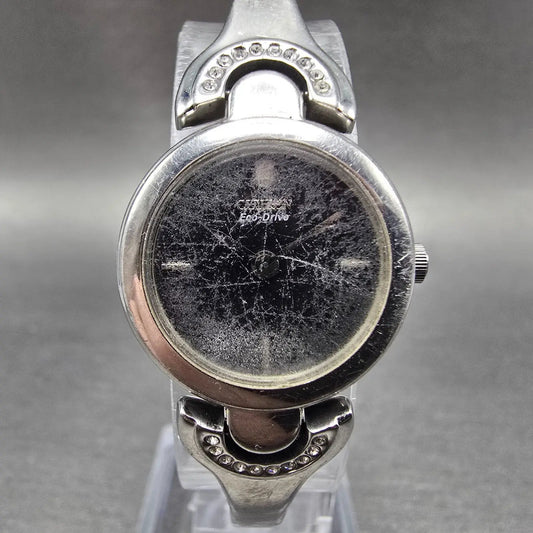 Citizen Eco-Drive Watch Women 23mm Black Dial Silver Tone B023-K006309 Works0