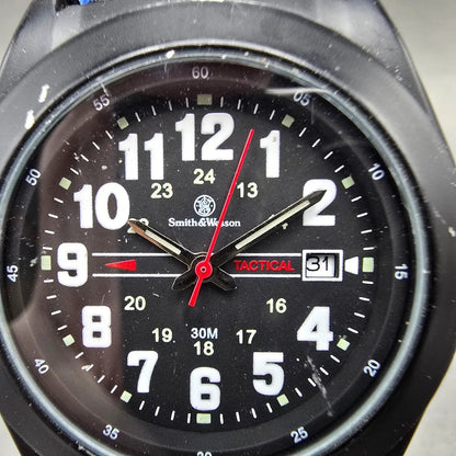 Smith and Wesson Watch Men 43mm Black Dial Black Tone Date Round New Battery1