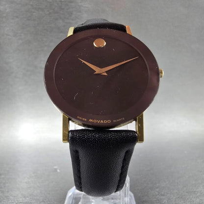 Movado Museum 31mm Watch Men Black Dial Gold Tone Round 87-40-882 New Battery7