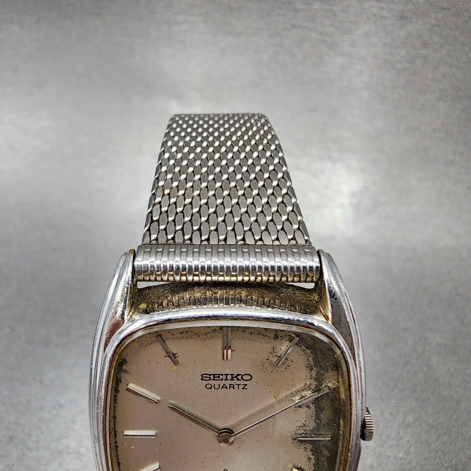 Seiko Tank Watch Men 29mm Silver Dial Silver Tone Rectangle 435200 PARTS5