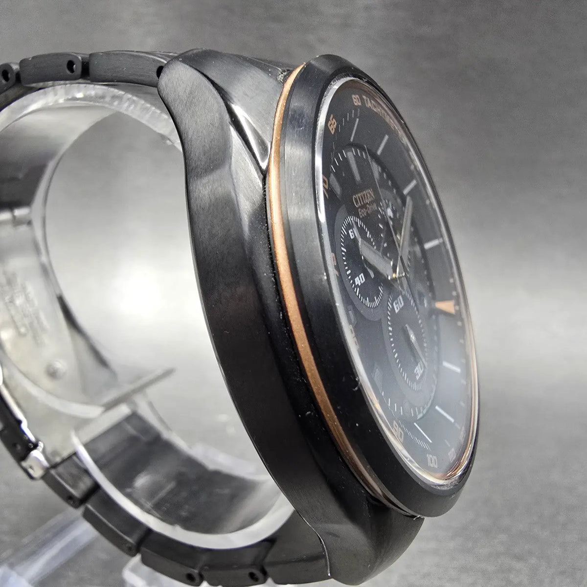 Citizen Eco-Drive Chronograph Watch Men 46mm Black Dial Black Date AT2187-51E3