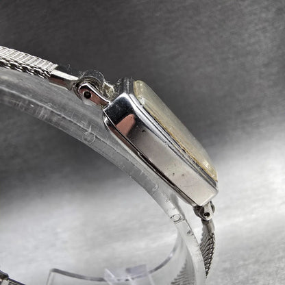 Seiko Watch Women 13mm Silver Dial Silver Rectangle 1320-5779 New Battery VTG3