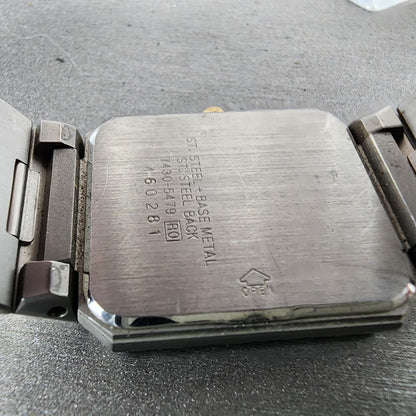 Seiko Tank Watch Men 26mm Silver Dial Two Tone Rectangle 74305479 PARTS11