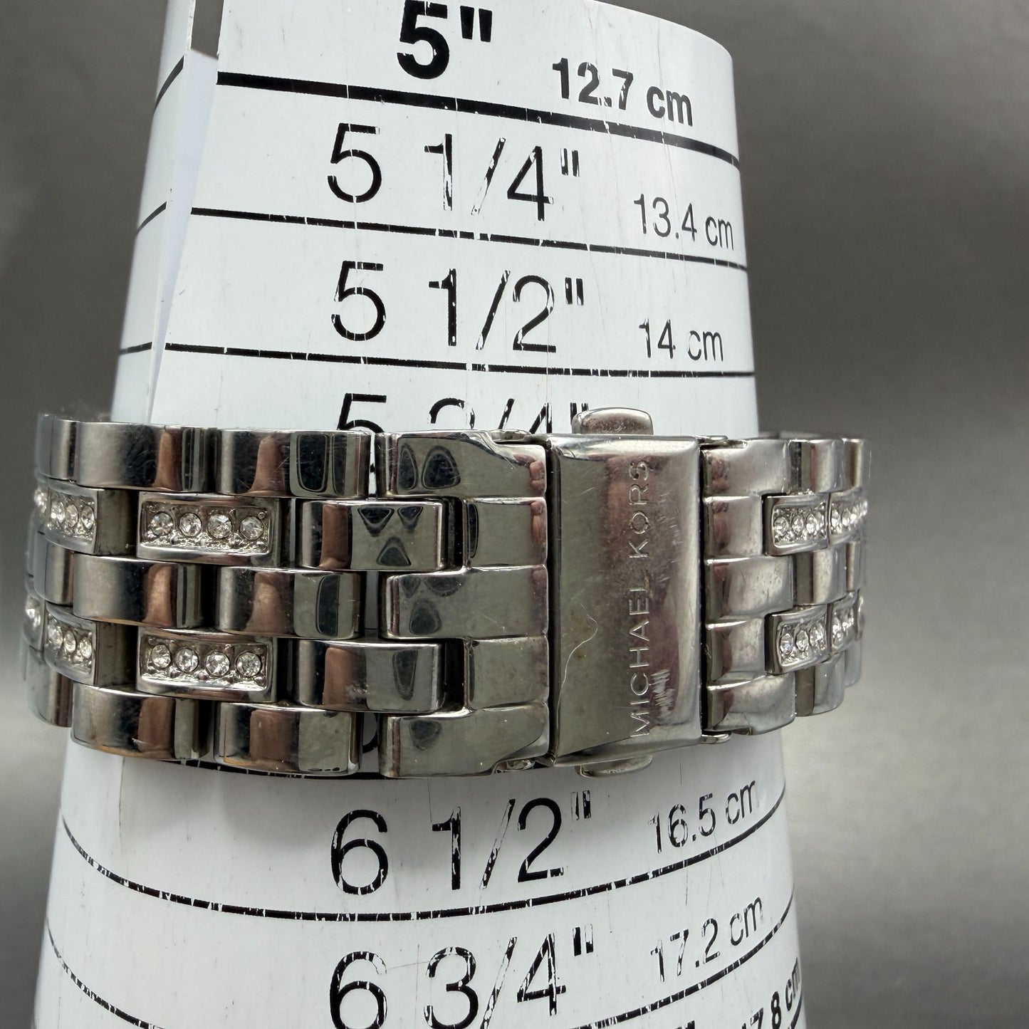 Michael Blake Watch Women 35mm Silver Dial Silver Tone Crystals MK3458 NewBatt10