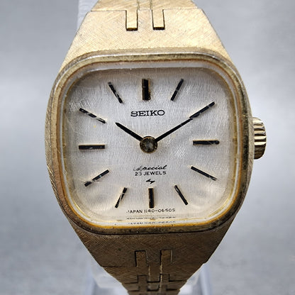 Seiko Special Watch Women 20mm Silver Dial Gold Tone Manual 11403240 Runs1