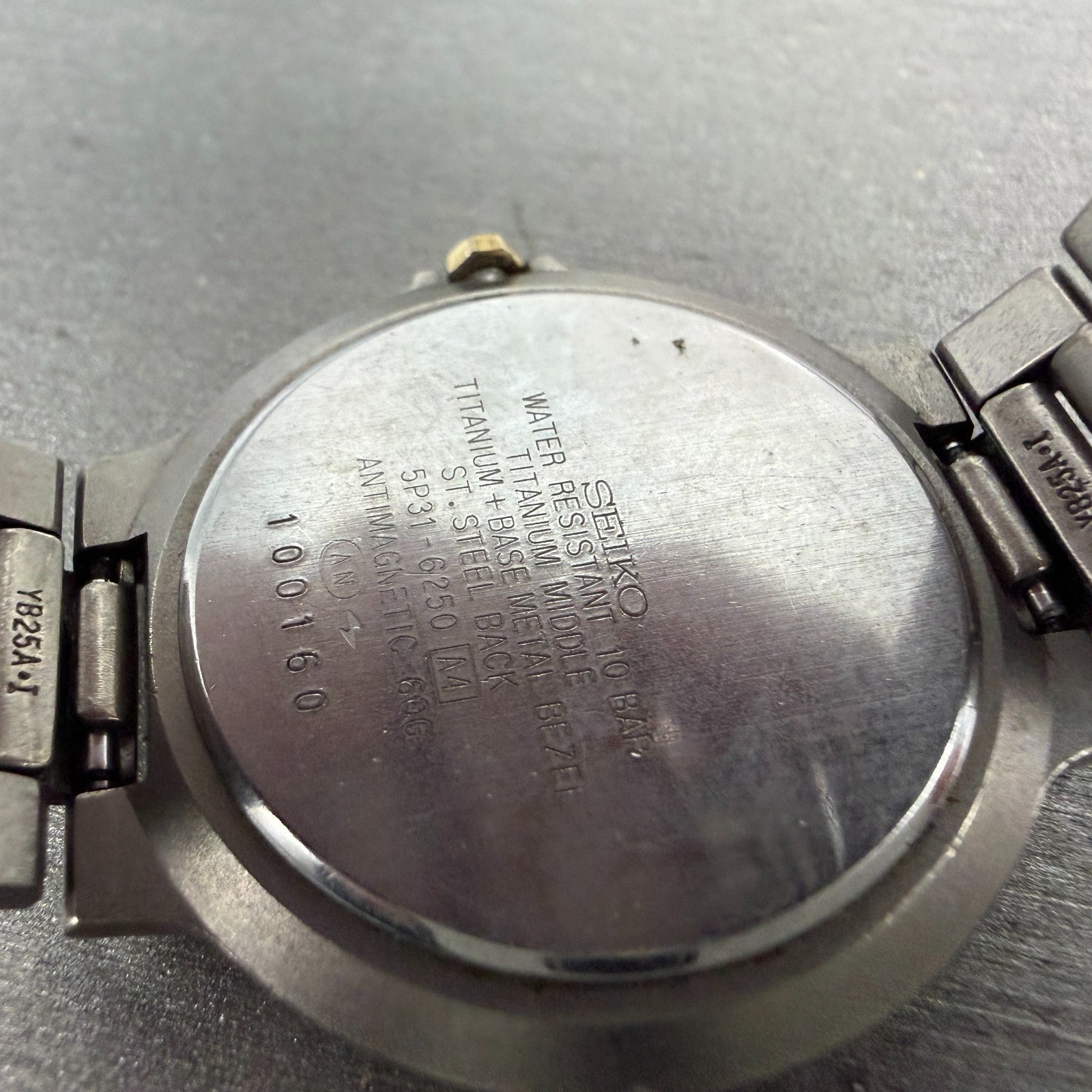Seiko Cadet Watch Men 35mm White Dial Titanium Tone Round 5p31-6250 PARTS VTG10