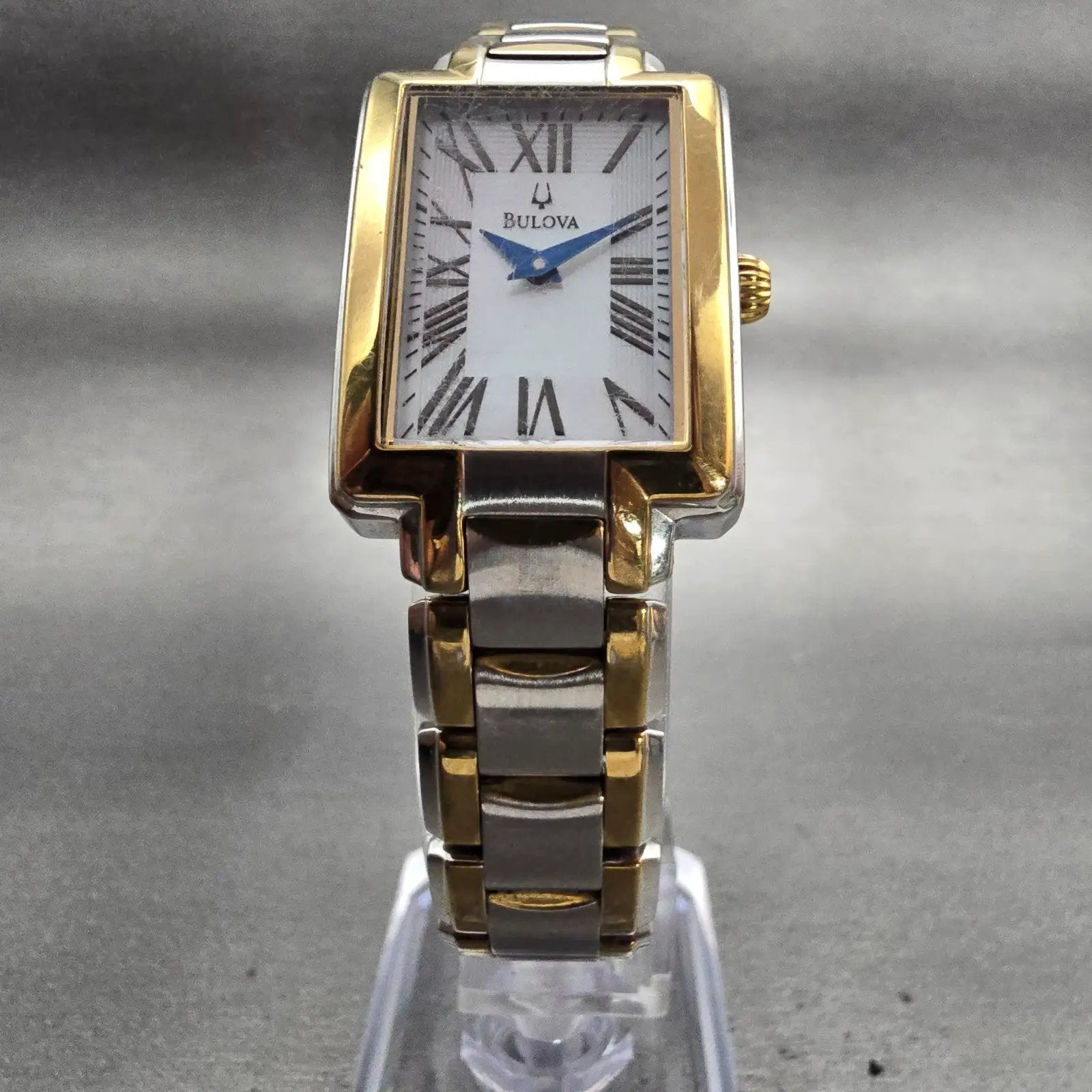Bulova Tank Watch Women 22mm MOP Dial Two Tone Rectangle 98L157 New Battery5