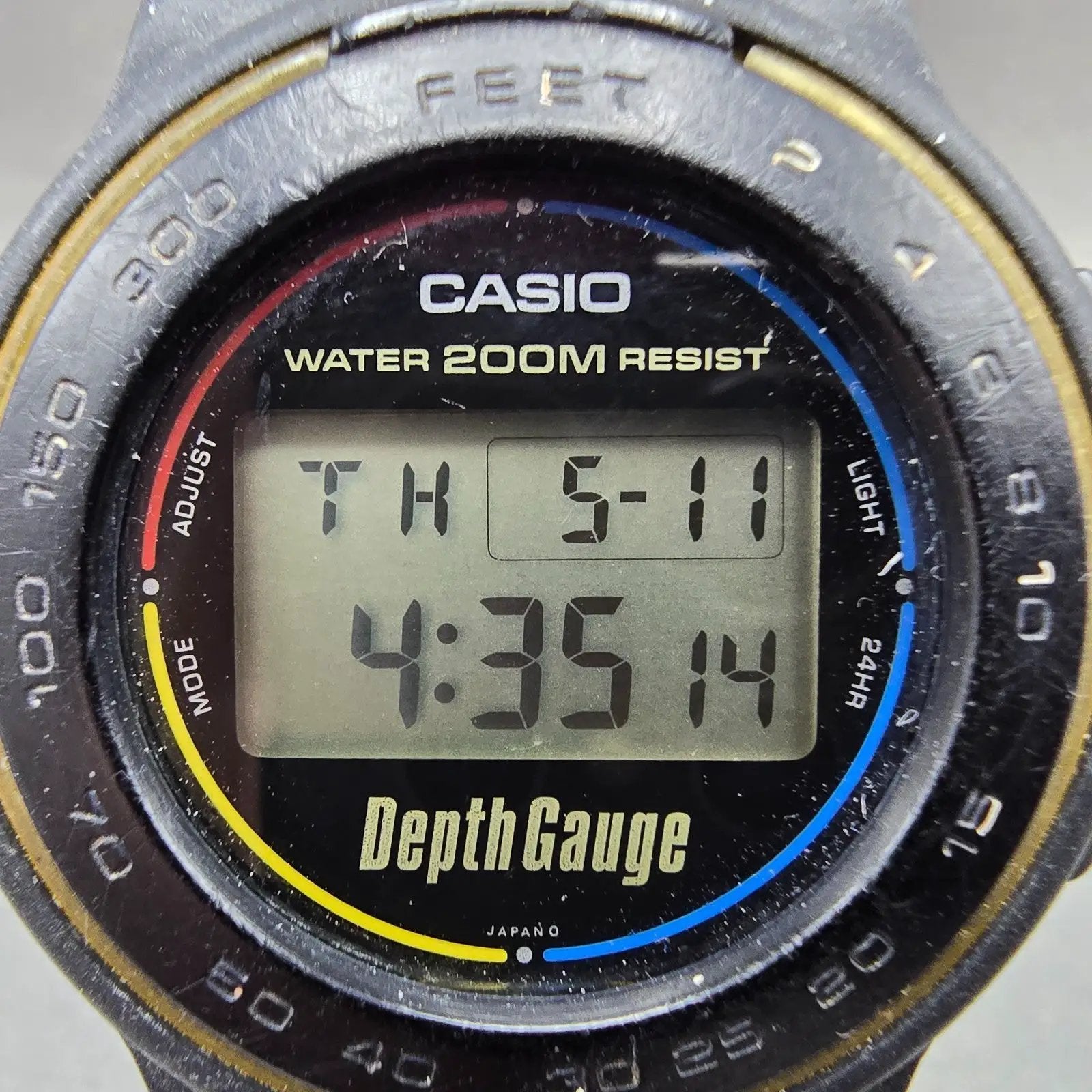 Casio DW-220DG Depth Gauge Watch Men 41mm Black Alarm Chronograph Round New Batt1