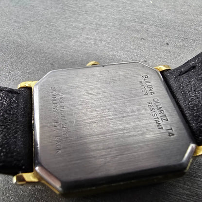 Bulova Tank Watch Men 25mm White Dial Gold Tone Date Octagon 92S10 New Battery9