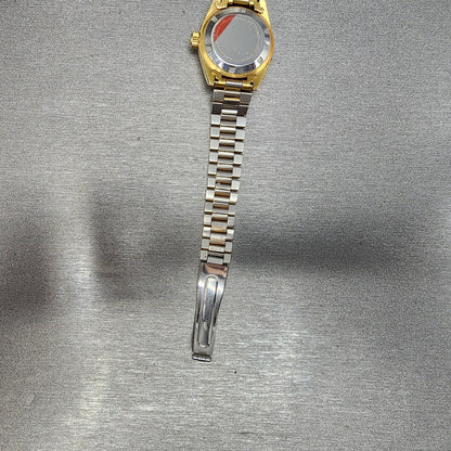 Bulova Watch Women 26mm Gold Dial Gold Tone Date Round BROKEN BAND New Battery
