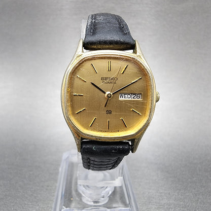 VTG Seiko SQ Watch Women 24mm Gold Dial Gold Tone Octagon 34235060 New Batt0