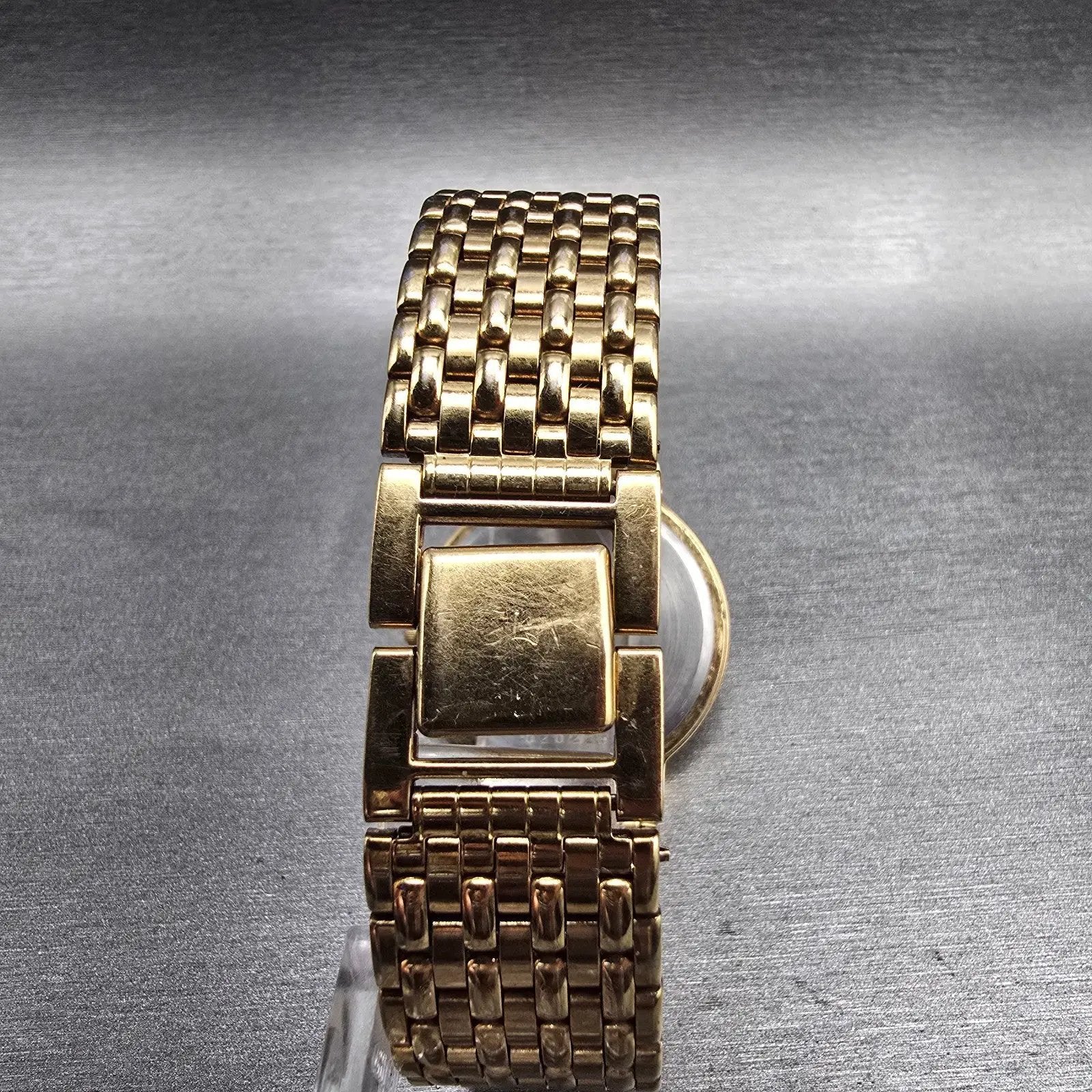 Seiko Watch Men 33mm Black Dial Gold Tone Round 5Y30-7029 New Battery Vintage7