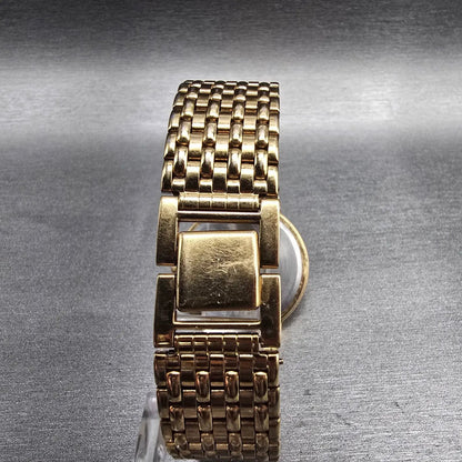 Seiko Watch Men 33mm Black Dial Gold Tone Round 5Y30-7029 New Battery Vintage7