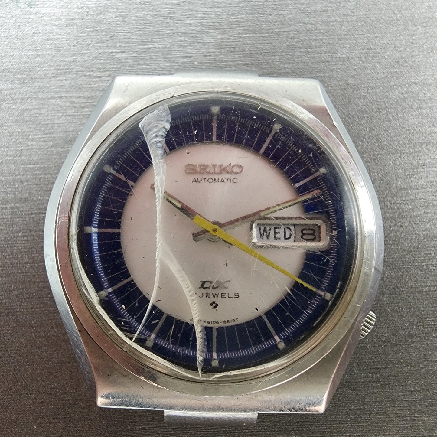 Seiko Automatic DX Watch Men 38mm Silver & Blue Dial Silver Tone Daydate PARTS2