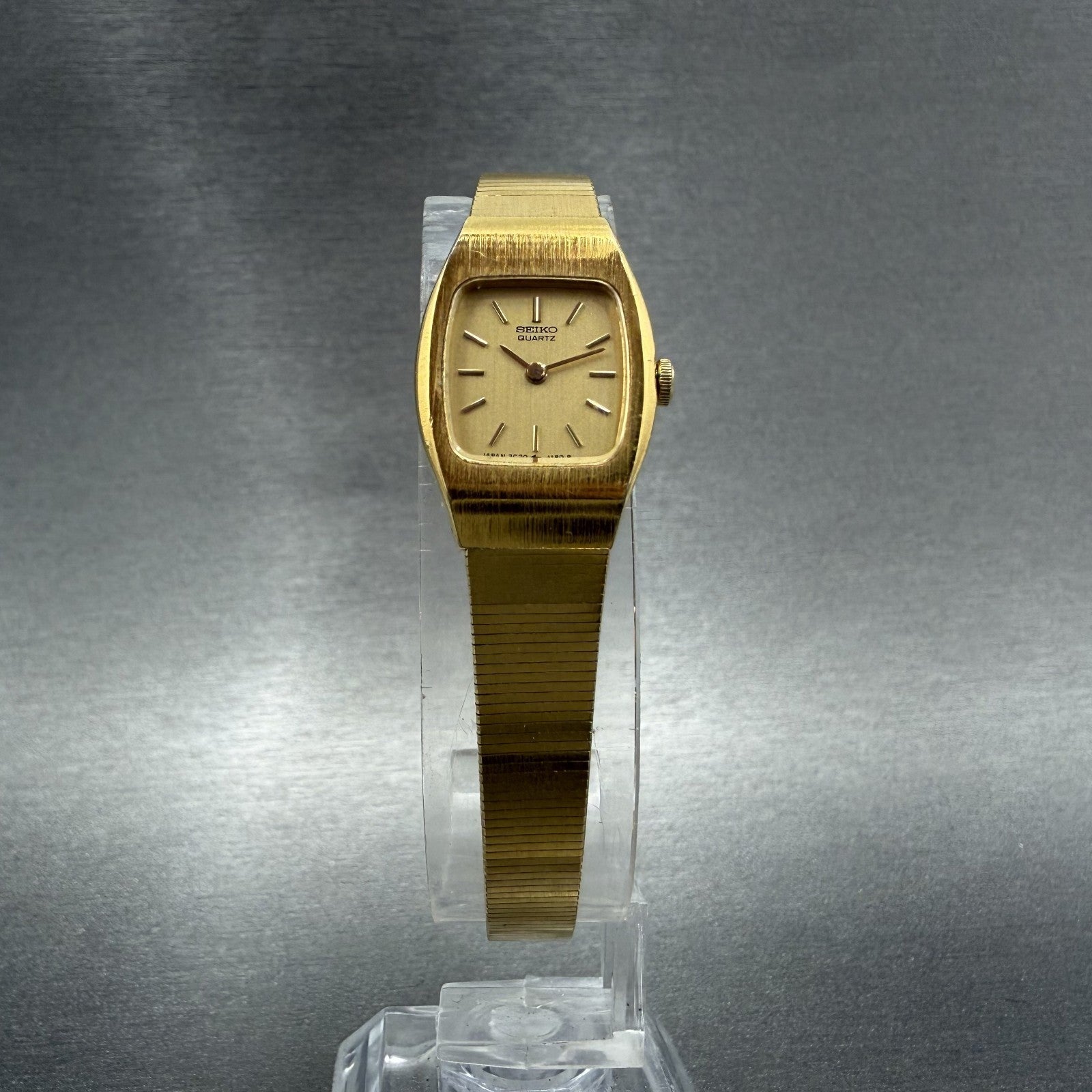 Seiko Watch Women 16mm Gold Dial Gold Tone 2C205559 Tonneau VTG New Battery5