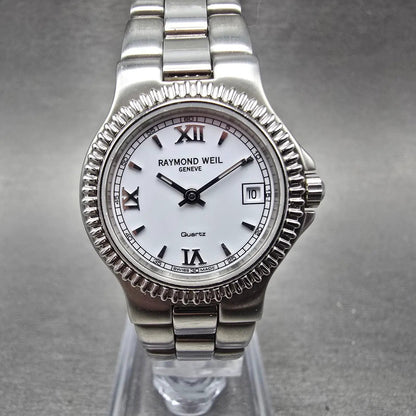 Raymond Weil Watch Women 26mm White Dial Silver Tone Date Round 9270 New Battery0