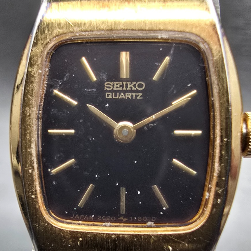 Seiko Watch Women 16mm Brown Dial Gold Tone Rectangle 2C20-5559 New Battery JP1