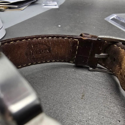 Fossil Tank Watch Men 36mm Brown Dial Silver Tone Date Rectangle FS-4048 New Bat12