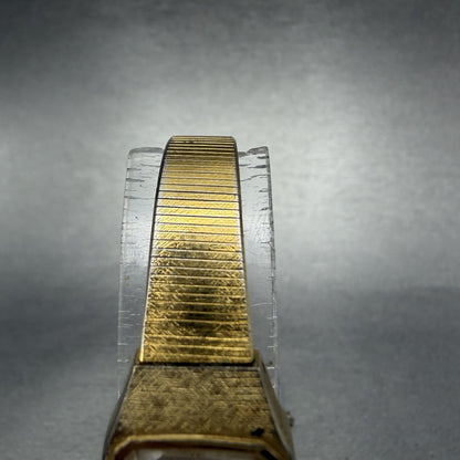 Seiko Watch Women 17mm Champgne Dial Gold Tone Rectangle 5421-5029 New Battery O4