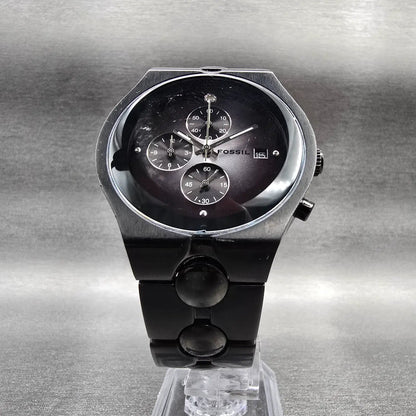Fossil Arkitekt Chronograph Watch Men 41mm Black Dial Black Date FS-4157 New Bat5