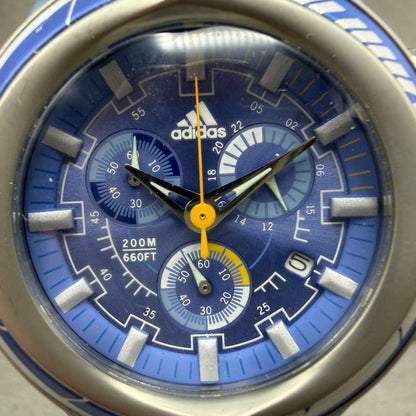 Adidas Adi-Star-Pro Chronograph Watch Men 42mm Blue Dial Steel Date Round Newbat1