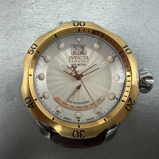 Invicta Reserve Watch Men 50mm White Dial Two Tone Daydate 1592 New Battery0