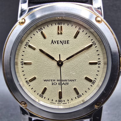 Seiko Avenue Watch Men 33mm Champagne Dial Two Tone Round 7N01-635A New Battery1