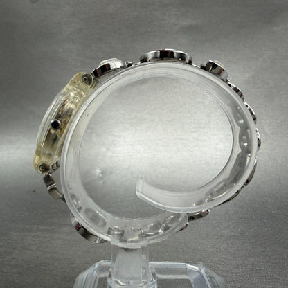 Swatch Menthol Tone Watch Women 25mm Silver Dial Clear Case LK292G New BatteryJK6