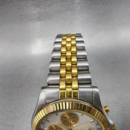 Citizen Chronograph Watch Men 38mm Silver Dial Two Tone Date 0510C50031 NewBa114