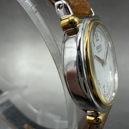 Seiko Watch Women 20mm White Dial Two Tone Round Vintage 2Y00-0B19 New Battery3