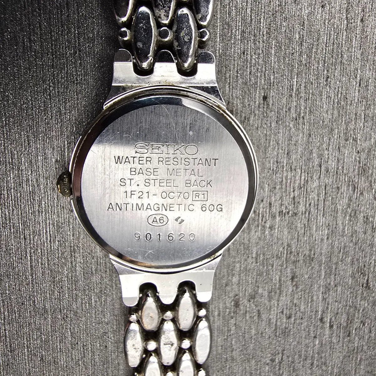 Seiko Belfina Watch Women 21mm MOP Dial Two Tone Gemmed Round 1F21-0C70 New Batt10