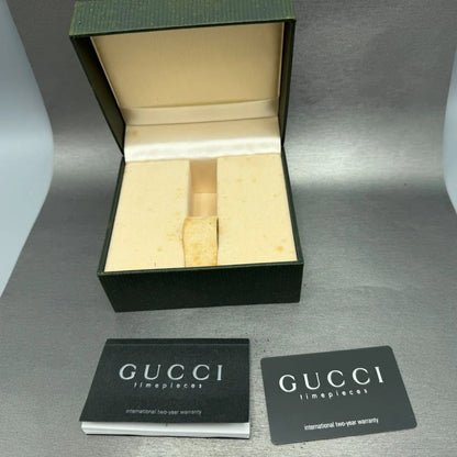 Gucci 1500L Tank Watch Women 12mm Black Dial Steel Rectangle Bangle New batt Box11