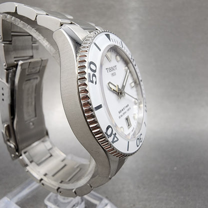 Tissot Seastar Dive Watch Women 35mm White Dial Steel Date Round New Battery3