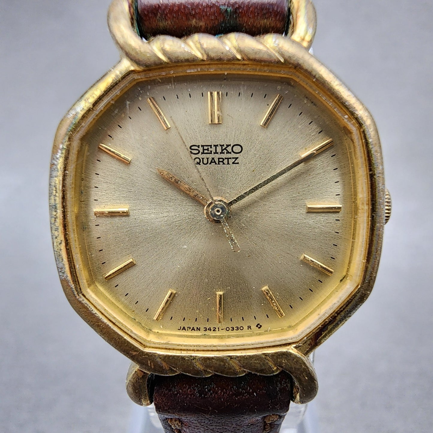 Seiko Watch Women 22mm Champagne Dial Gold Tone Octagon 34215140 New Battery1