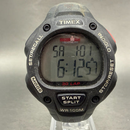 Timex Ironman Triathlon Watch Men 38mm Digital Black Alarm Chrono Round New batt0