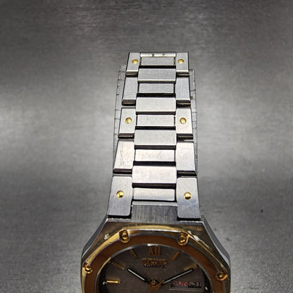 Seiko SQ 100 Watch Women 25mm Gray Dial Two Tone Daydate Octagon New Battery4