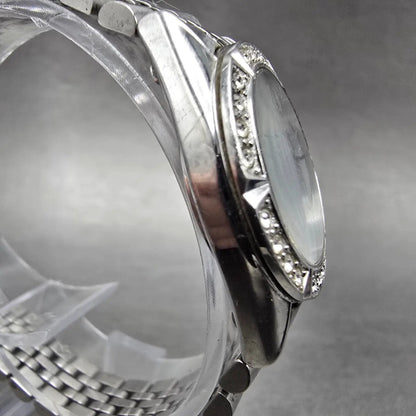 Seiko Solar Watch Women 25mm MOP Dial Silver Tone Round V117-0AN0 PARTS4