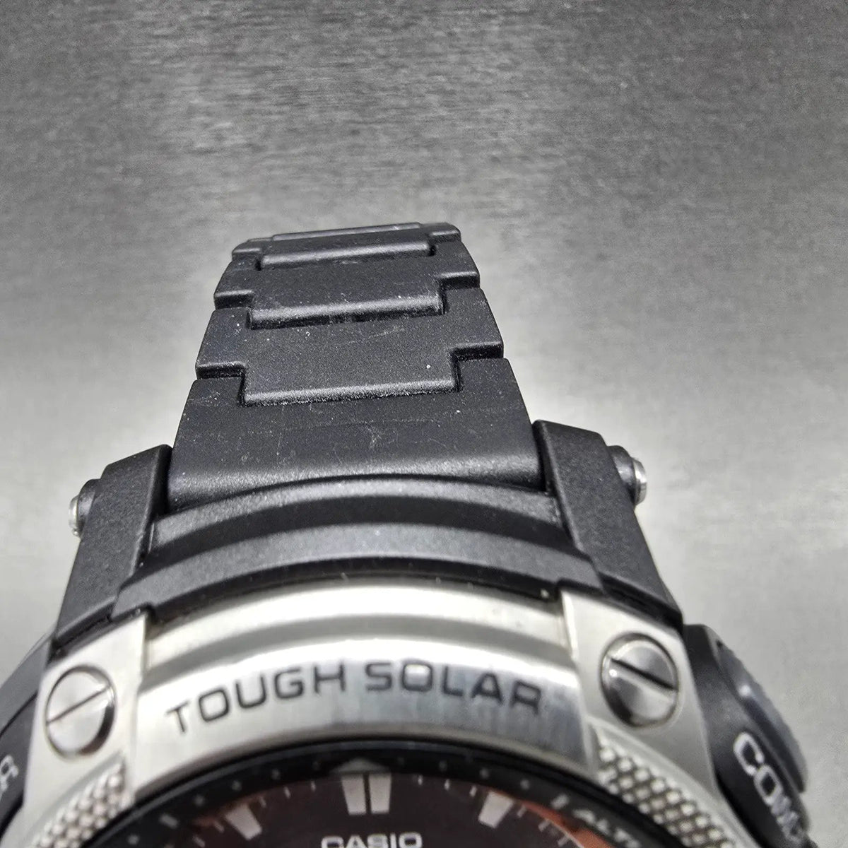 Casio Protrek Watch Men 48mm Gray Dial Black Triple Sensor Solar PAW-5000 Runs4