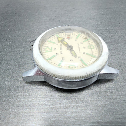 Wolbrook Dive Watch Women 32mm White Dial Silver Tone Date Manual Wind PARTS4