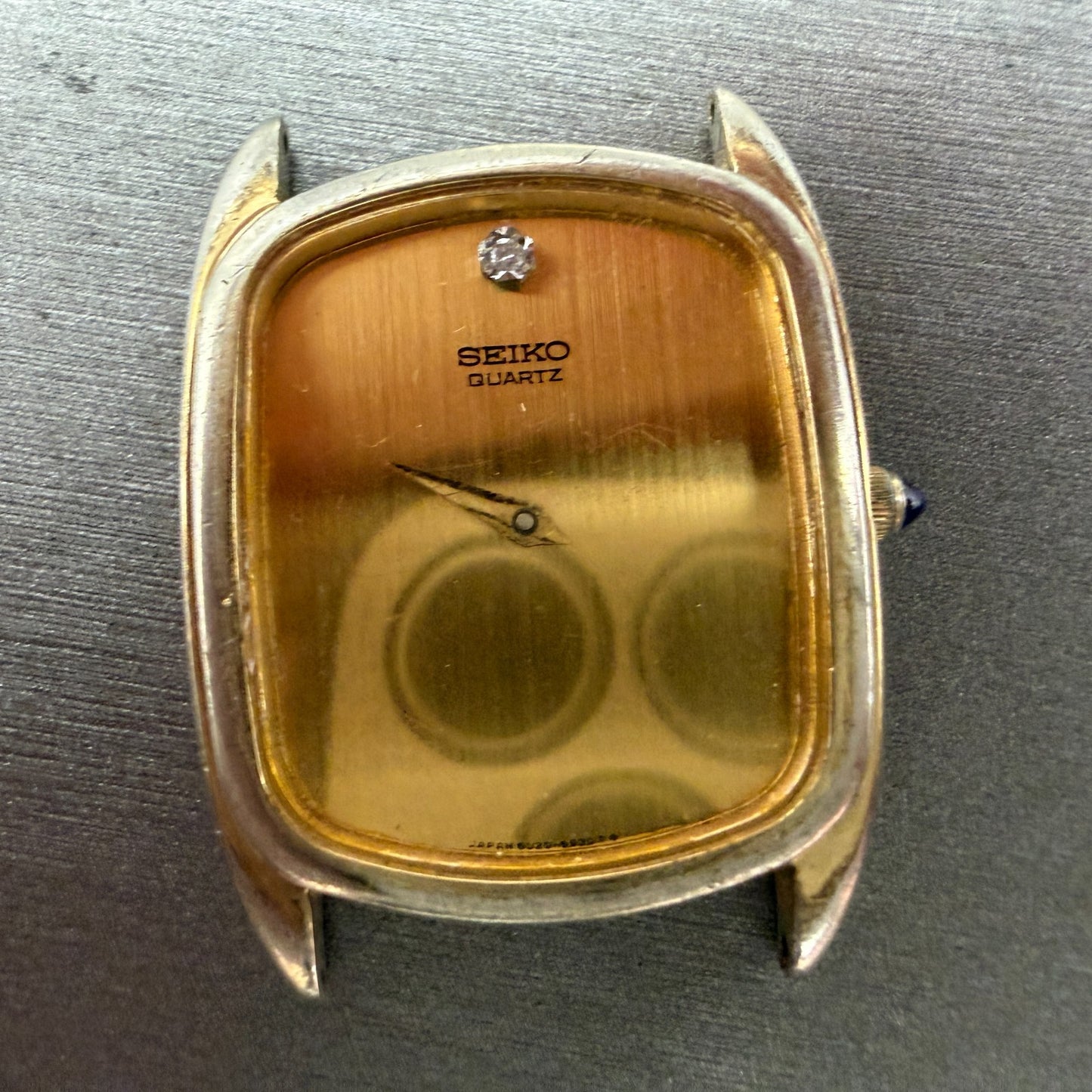 Seiko Watch Men 28mm Champagne Dial Gold Tone Rectangle 6020-5699 PARTS Vintage2