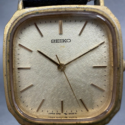 Seiko Watch Men 28mm Champagne Dial Gold Tone Octagon  5P31-5270 New Battery VTG1