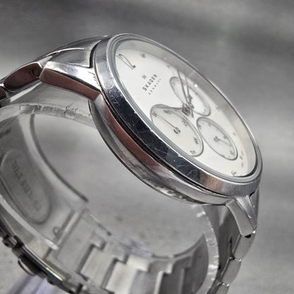 Skagen Watch Women 32mm MOP Dial Silver Tone Daydate Round 990SSX New Battery3