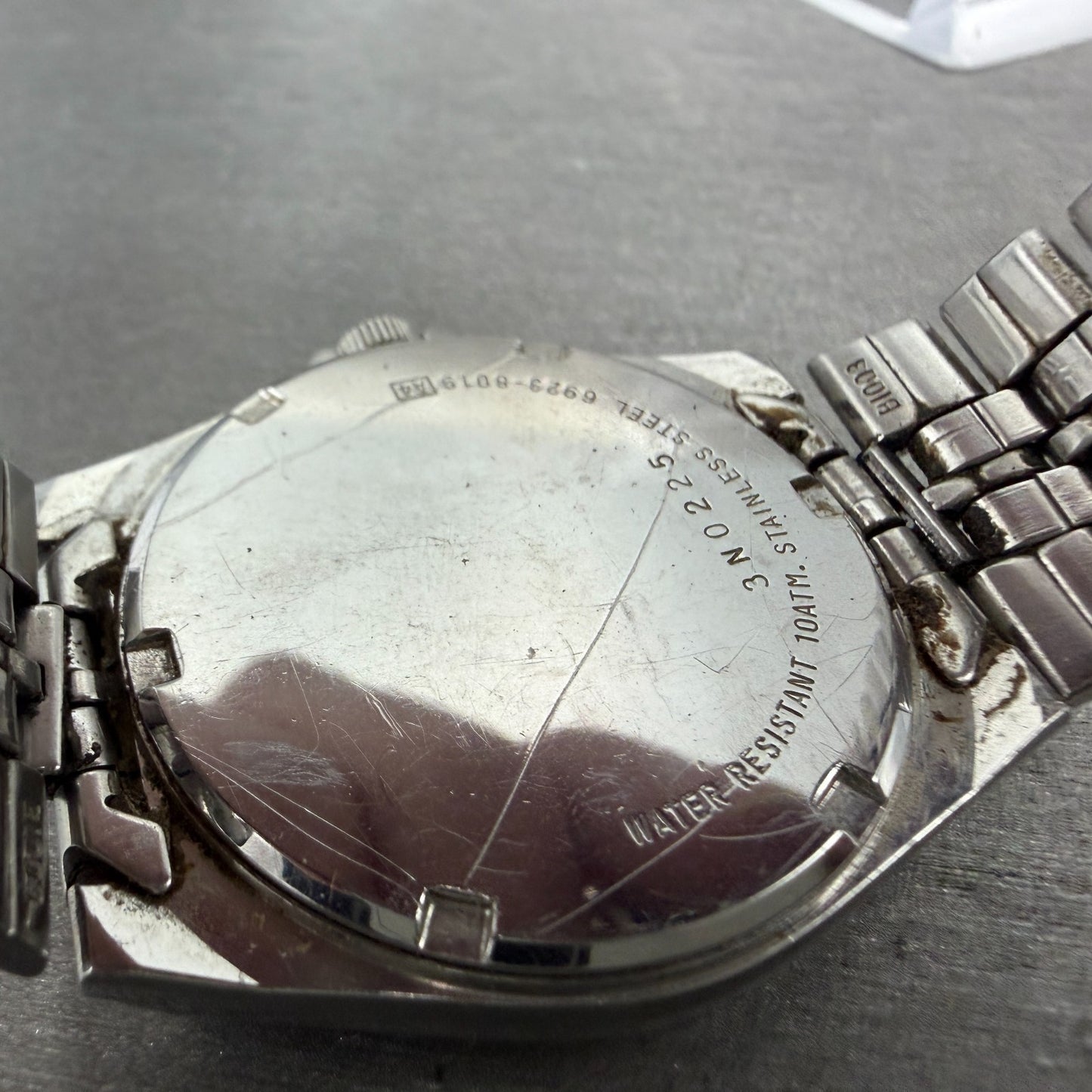 Seiko SQ 100 Watch Men 34mm White Dial Silver Tone READ Daydate 6923-8019 NewBat9