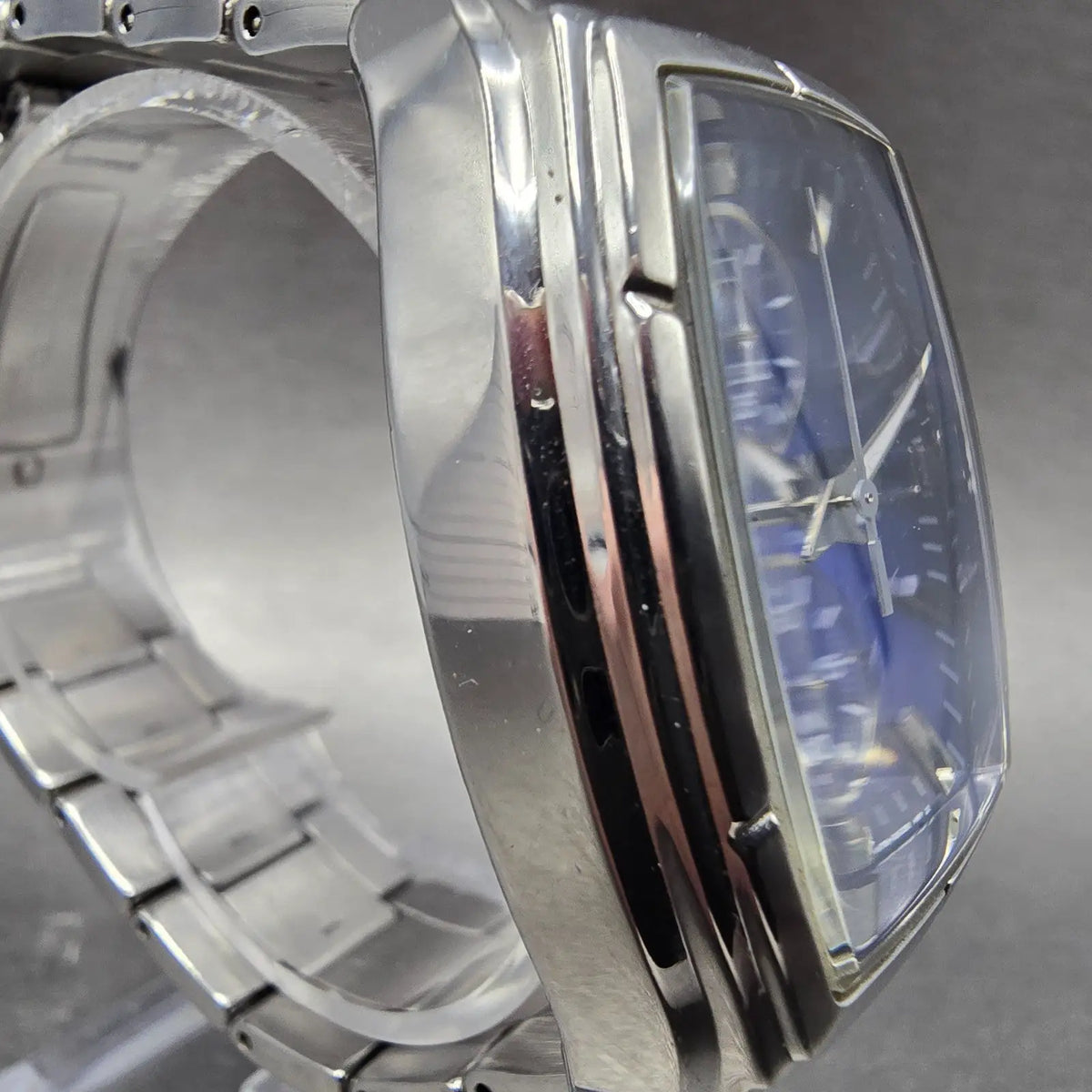 Seiko Wired Chronograph Solar Watch Men 37mm Blue Dial Steel Date Round Runs JDM3