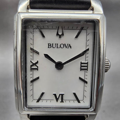 Bulova Tank Watch Women 21mm MOP Dial Silver Tone Rectangle 96L330 New Battery1