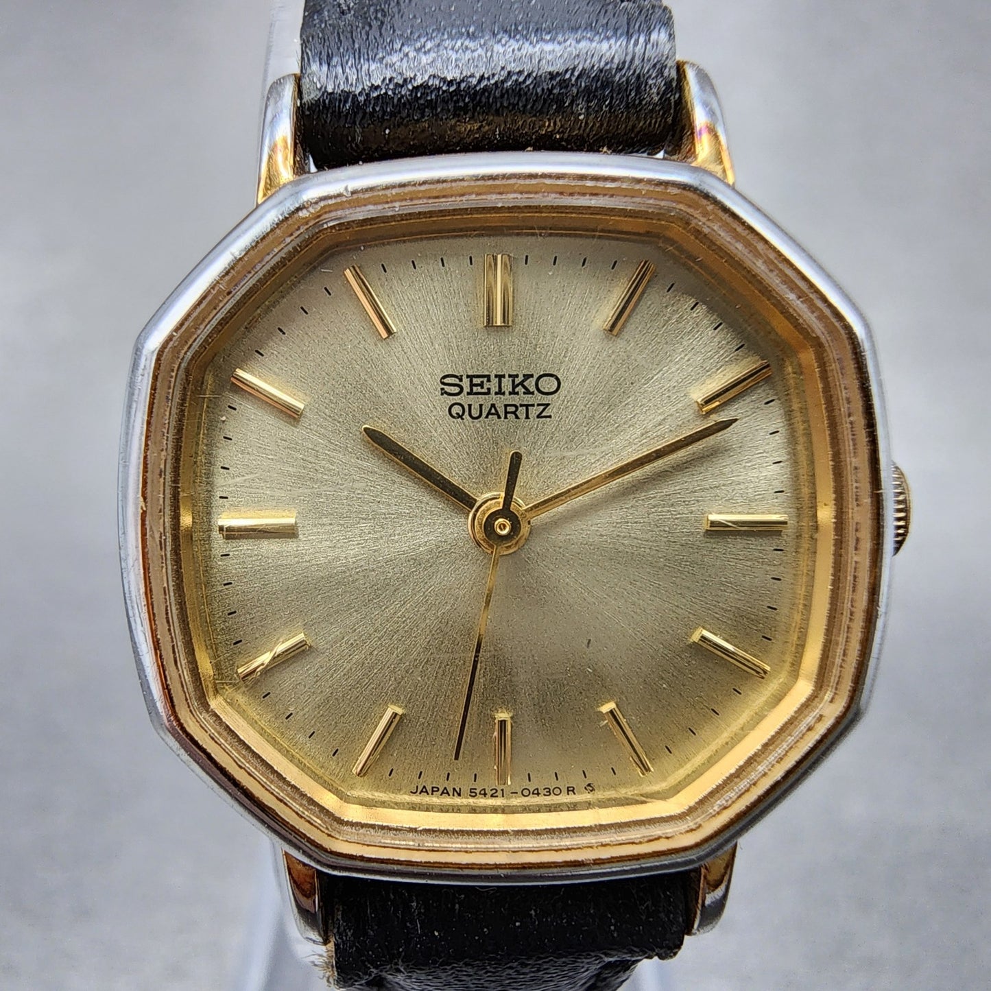 Seiko Watch Women 22mm Champagne Dial Gold Tone Octagon 54215190 New Battery1