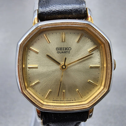 Seiko Watch Women 22mm Champagne Dial Gold Tone Octagon 54215190 New Battery1