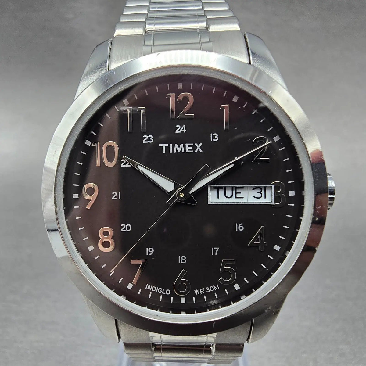 Timex South Street Sport Watch Men 36mm Black Dial Steel Daydate T2M932 New Bat80