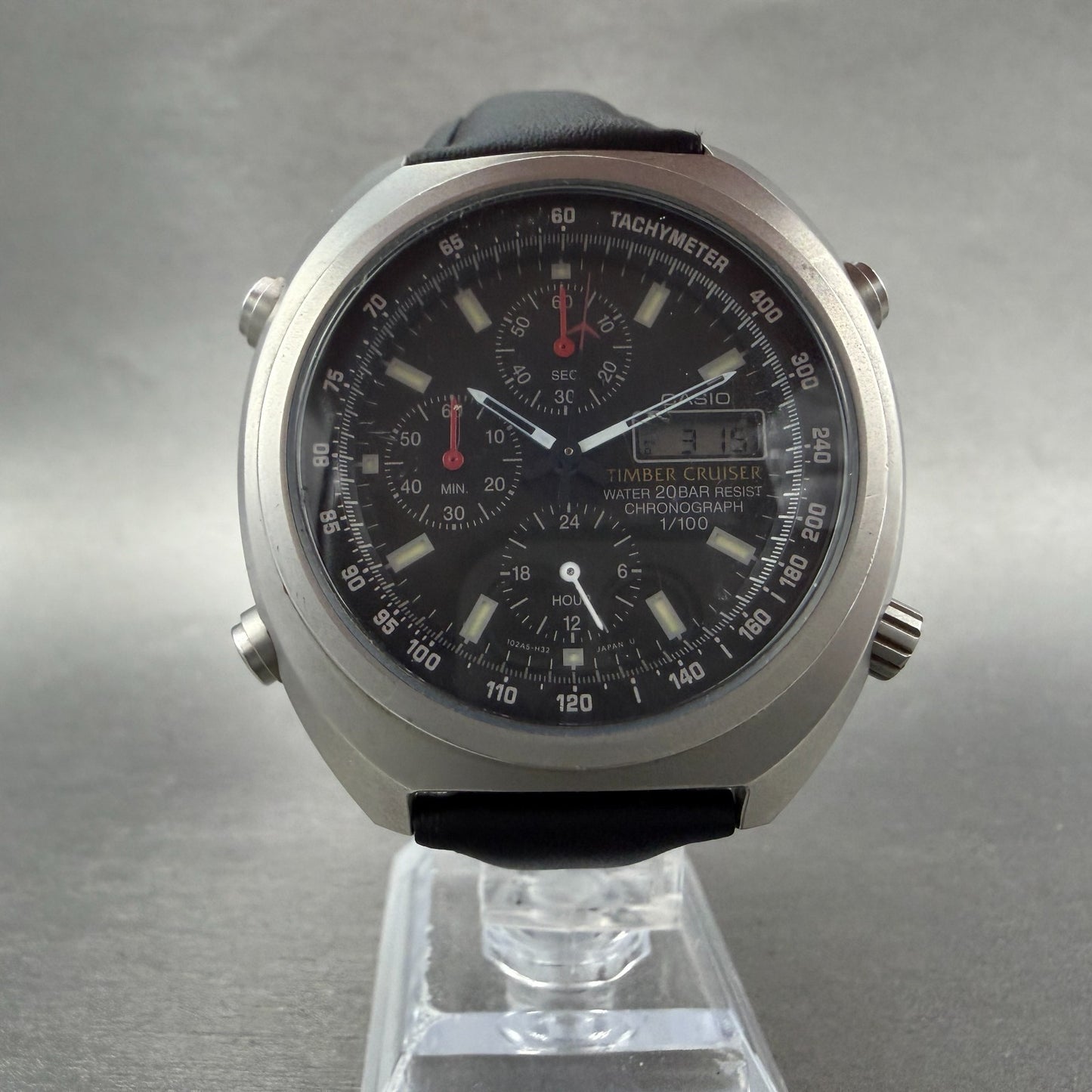 Casio Timber Cruiser Chronograph Watch Men 42mm Blac Dial Steel Ani Digi New Bat5